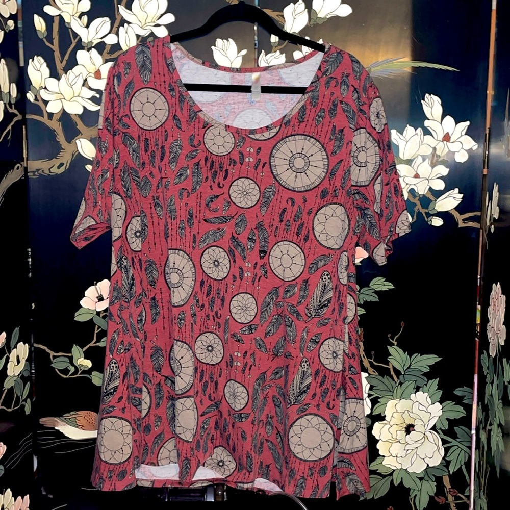 Lularoe Burgundy Dreamcatcher Tunic Shirt - Size 2X